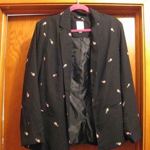 LC Lauren Conrad Black Blazer with Roses